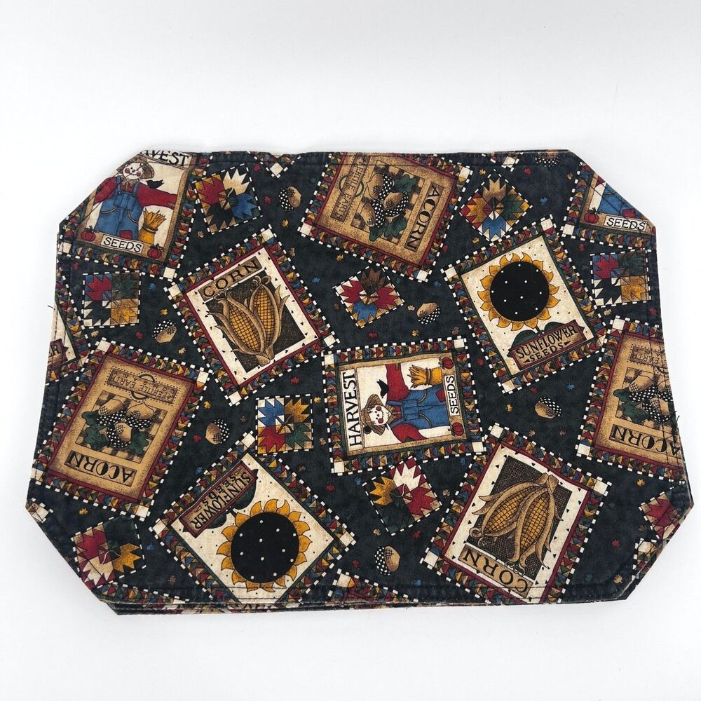 Fall Harvest Thanksgiving Fabric Placemats Set of 4 Patchwork Country Core